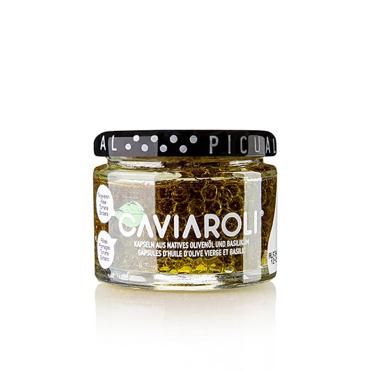 Caviaroli® olivoljekaviar, små pärlor av olivolja med basilika, gröna, 50 g