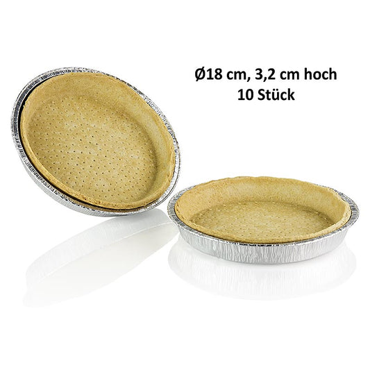 Quiche-smördeg i aluminiumform, 3,2 cm hög, ø 18 cm, Pidy, 850 g, 10 st