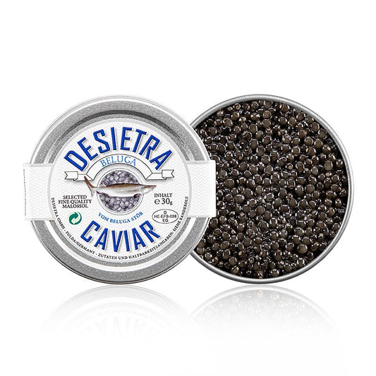 Desietra Beluga-kaviar Malossol från huso huso, akvakultur Tyskland, 30 g
