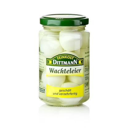 Vaktelägg, i lak, Feinkost Dittmann, 220 g, ca 12 st