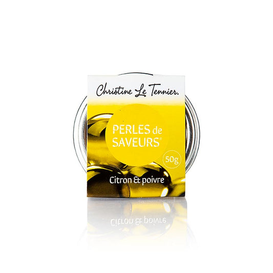 Fruktkaviar "Citron-peppar", pärlstorlek 5 mm, sfärer, Les Perles, 50 g