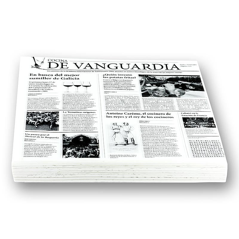 Engångspapper för snacks med tidningstryck, ca 290 x 300 mm, 500 Blatt
