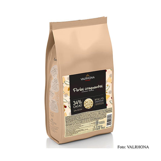Valrhona knapriga pärlor, spannmålsfyllning med Opalys-chokladöverdrag, vit, 3 k