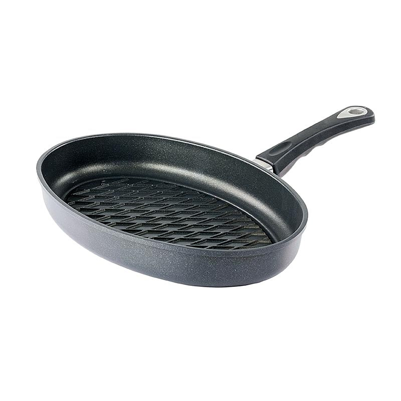 AMT Gastroguss, grillpanna, oval, induktion, med BBQ-rombmönster 35x24 cm, 1 st
