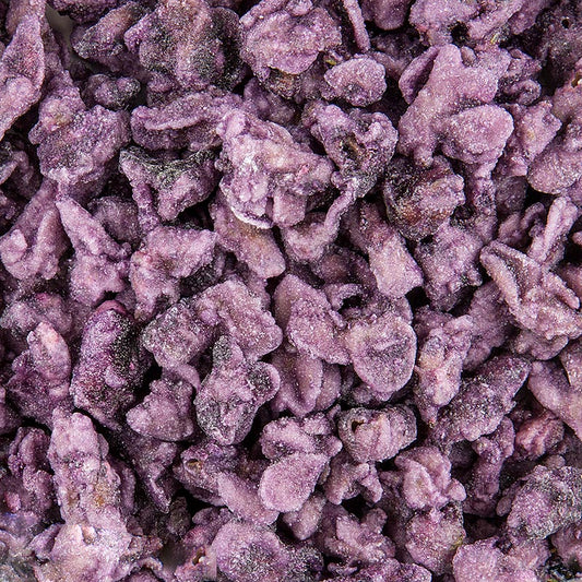 Äkta violblomblad, blå-violetta, kristalliserade, ca 2 cm, ätbara, 1 kg