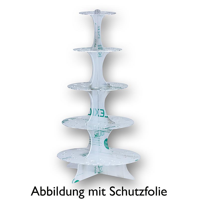 Mini-våffelhornshållare, plexiglas, 5 våningar, 69 cm hög, för 100 horn, 1 st