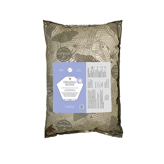 Esmeraldas Milk Ecuador, 42 %, mjölkchoklad, callets, Original Beans, ekologisk, 2 kg