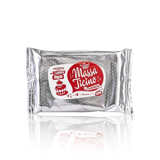 Massa Ticino – tårtdekorationsmassa, Lovely Red, vegansk, AZO-fri, 250 g