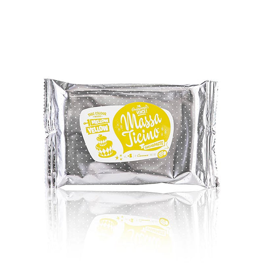 Massa Ticino – tårtdekorationsmassa, Mellow Yellow, vegansk, AZO-fri, 250 g