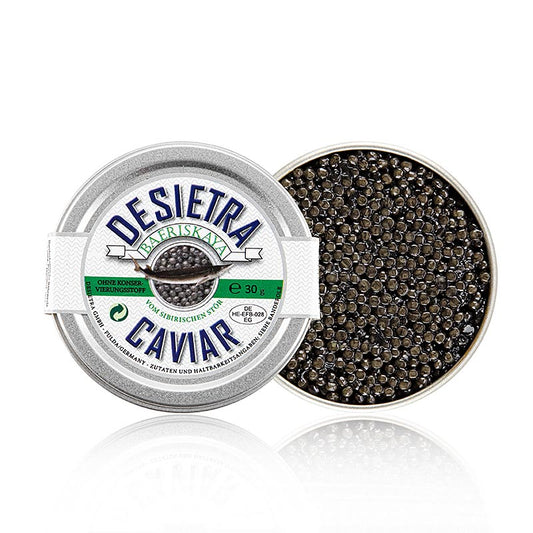 Desietra Baeriskaya-kaviar (baerii), akvakultur, utan konserveringsmedel, Tyskla, 30 g