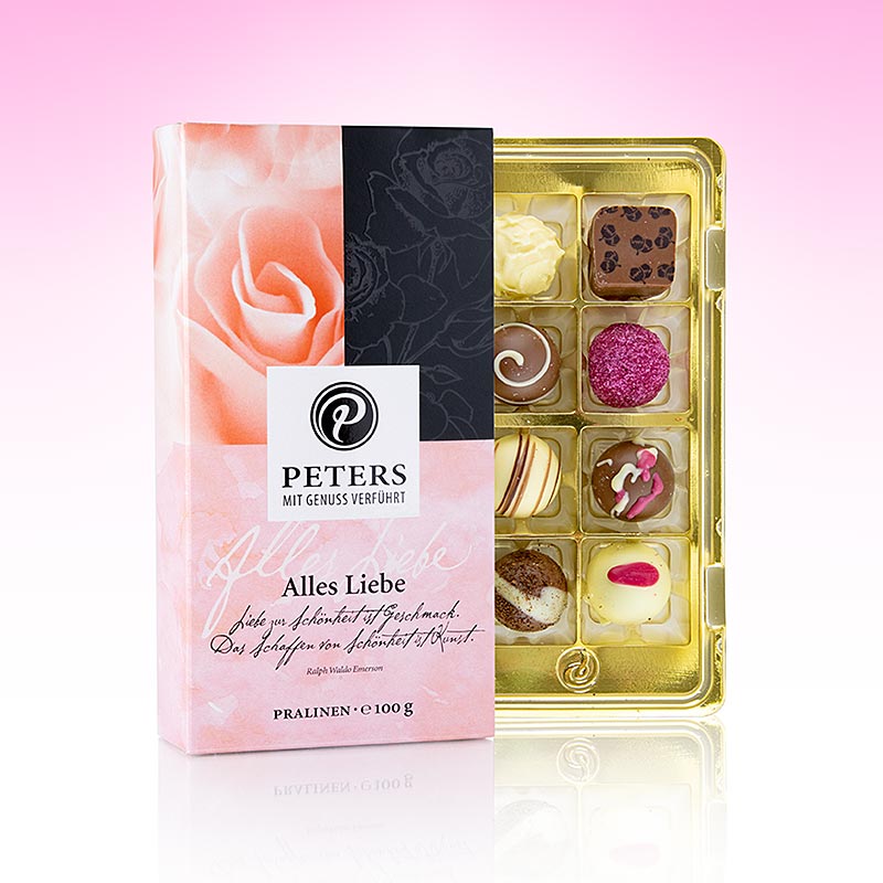 Tryffel- och pralinblandning, "Alles Liebe", med alkohol, Peters, 100 g, 8 st