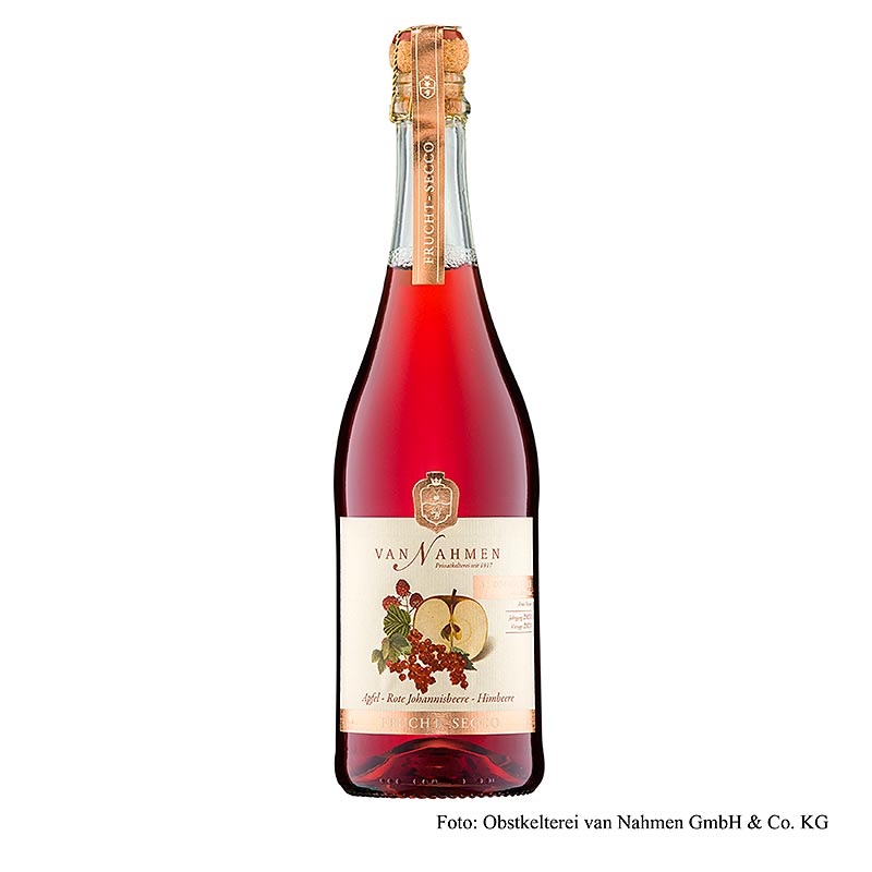 Van Nahmen Äpple-rödvinbär-hallon Fruchtsecco, alkoholfri, 750 ml
