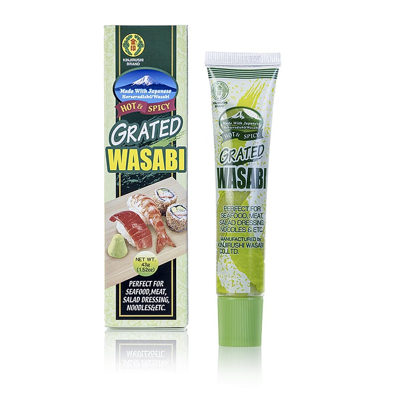Wasabi – grön pepparrotspasta, finkornig, med 1,6 % wasabi, normal styrka, 43 g