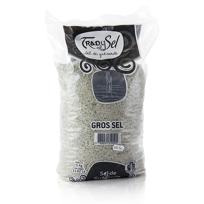 Havssalt, grovt, grått, fuktigt, Guerande/Frankrike, TradySel, 5 kg
