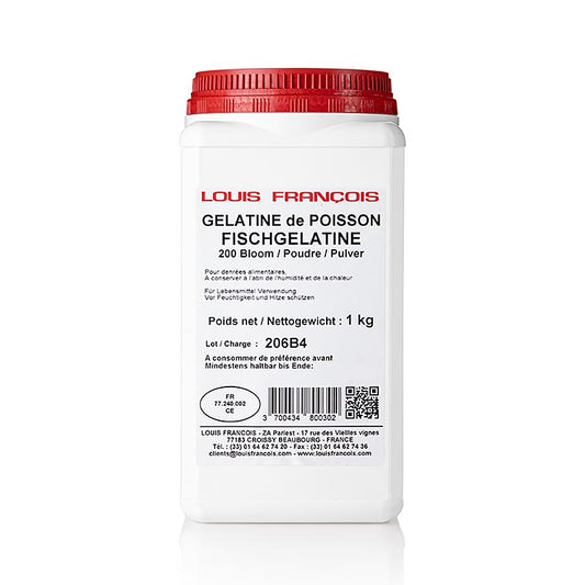 Gelatinpulver, från fisk, 200 Bloom, Louis Francois, 1 kg
