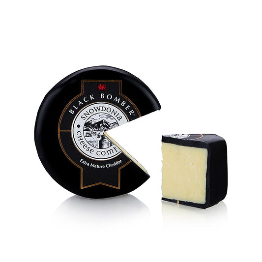 Snowdonia – Little Black Bomber, lagrad cheddarost, svart vax, 200 g