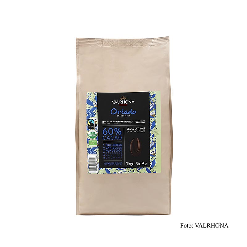 Valrhona Oriado, mörk choklad, callets, 60 % kakao, ekologisk, 3 kg
