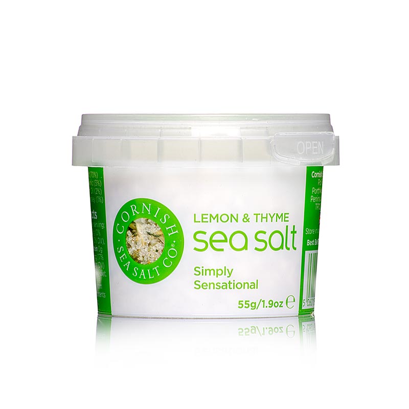 Cornish Sea Salt, havssaltflingor med citron och timjan från Cornwall/England, 55 g