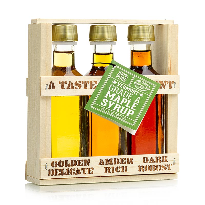 Lönnsirap-provbox Taste of Vermont (Golden, Amber, Dark), 300 ml, 3 x 100 ml