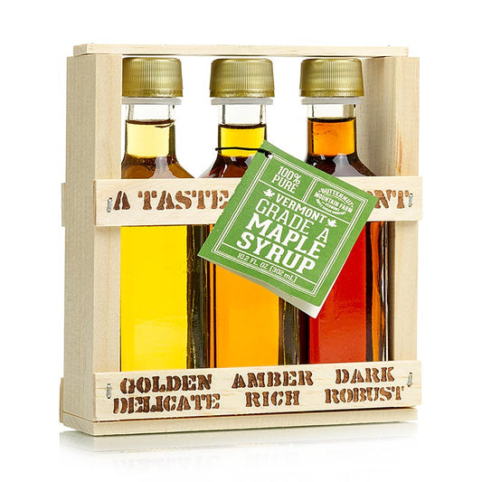 Lönnsirap-provbox Taste of Vermont (Golden, Amber, Dark), 300 ml, 3 x 100 ml