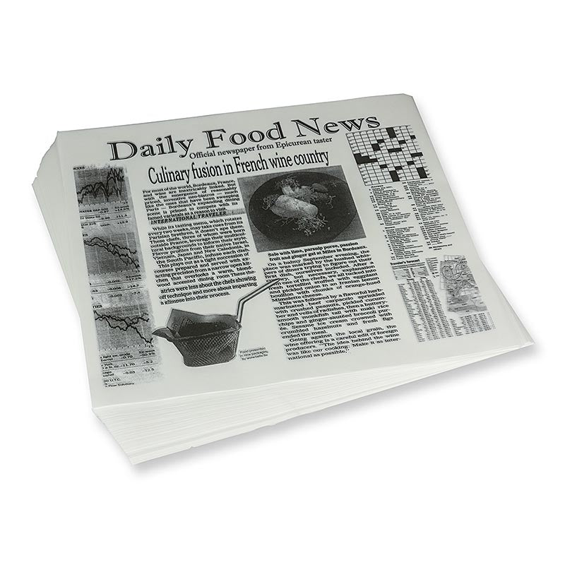 Engångspapper för snacks med tidningstryck, ca 310 x 285 mm, Daily News, 500 ark