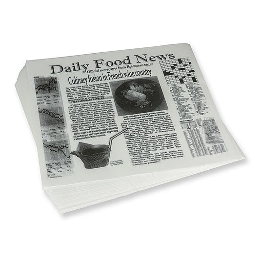 Engångspapper för snacks med tidningstryck, ca 310 x 285 mm, Daily News, 500 ark