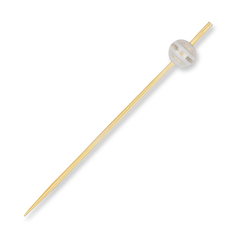Träspett, med "kristallkula", klar/vit randig, 9 cm, 100 st