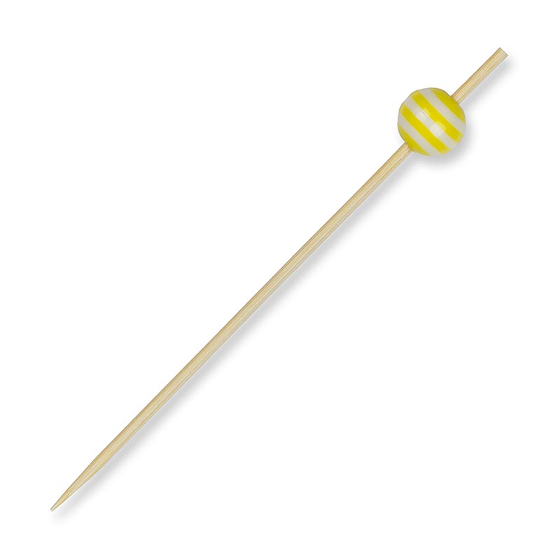 Träspett, med "kristallkula" gul/vit randig, 9 cm, 100 st