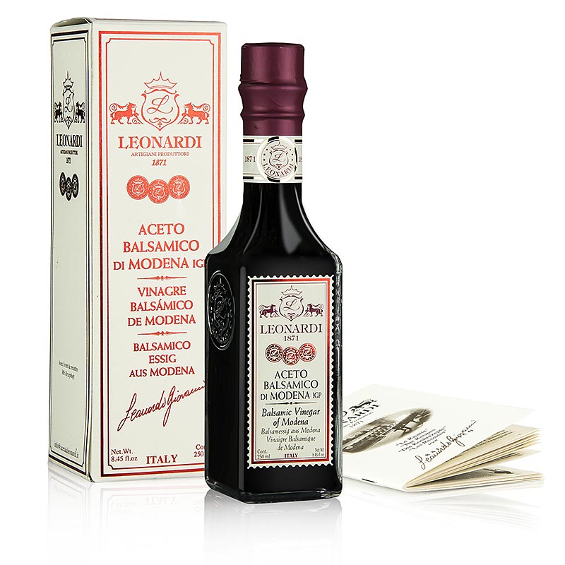 Leonardi - Aceto Balsamico di Modena IGP/g.g.A., Francobollo, 6 år, 250 ml