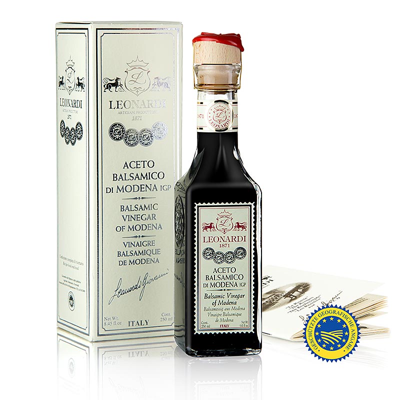 Leonardi - Aceto Balsamico di Modena IGP/g.g.A., Francobollo, 8 år, 250 ml