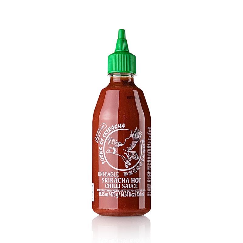 Chilisås – Sriracha, stark, med vitlök, pressflaska, Uni-Eagle, 430 ml