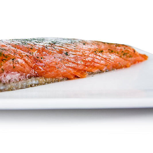 Skotsk gravad lax, inlagd, med dill, skivad, ca 500 g