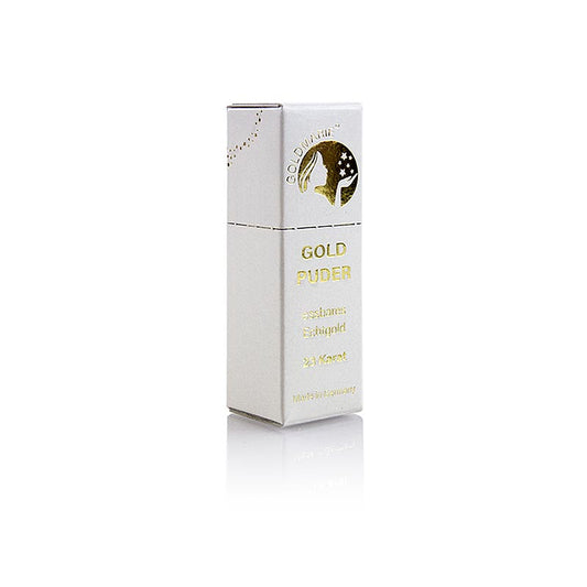Guld – bladguldflingor i strösselform ”Goldmarie”, 23 karat, ca 0,5–1 mm², 0,1 g