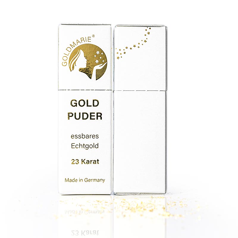 Guld – bladguldflingor i strösselform ”Goldmarie”, 23 karat, ca 0,5–1 mm², 0,1 g