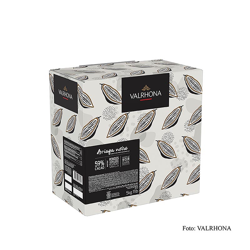 Valrhona Ariaga Noire, mörk couverture, callets, 59 % kakao, 5 kg