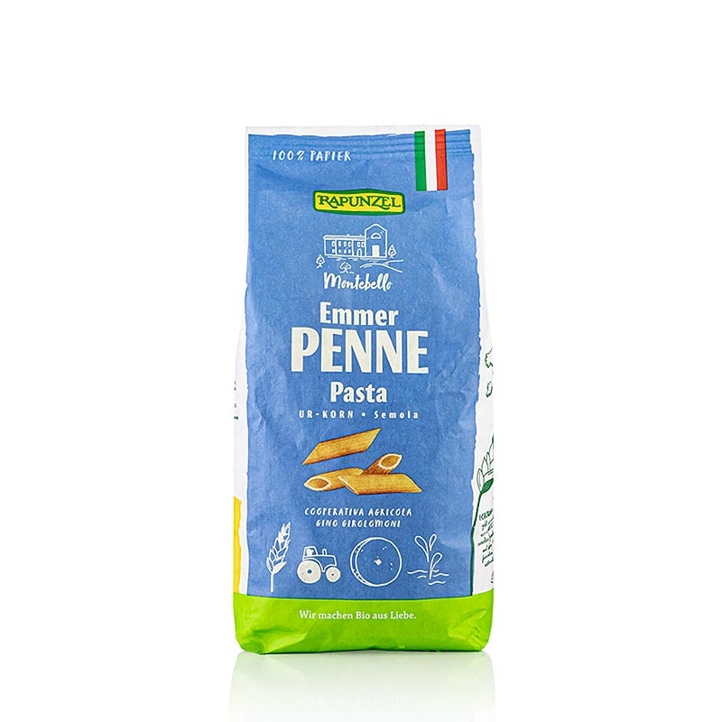 Rapunzel, emmerpasta – penne, semola, ekologisk, 500 g