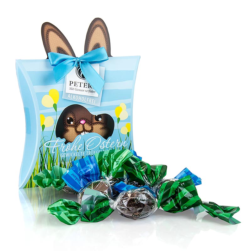 Påskpraliner "Glad påsk", inslagna tryffelägg, alkoholfri, Peters, 120 g