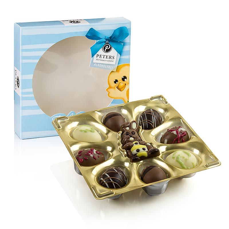 Påskpraliner "Glad påsk" + relieffigur, alkoholfri, Peters, 110 g