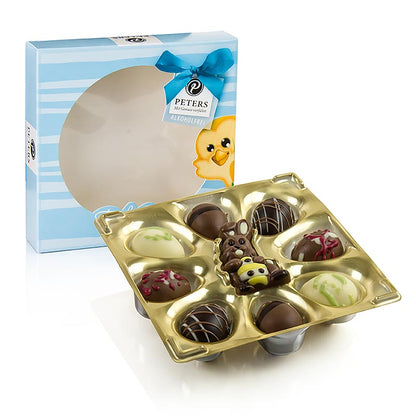Påskpraliner "Glad påsk" + relieffigur, alkoholfri, Peters, 110 g