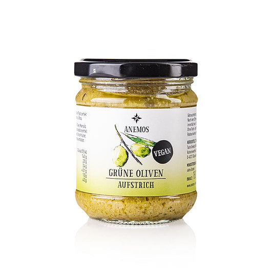 Olivpasta – tapenade, grön, av oliver från Chalkediki, ANEMOS, 180 g