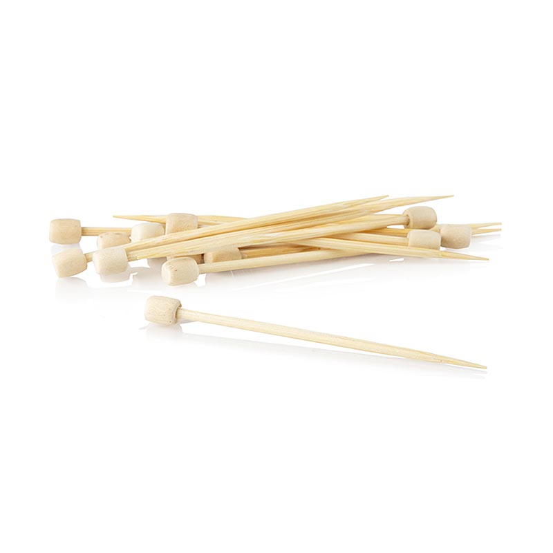 Bambuspinnar, "Drum", med vit knopp, 7 cm, 40 st