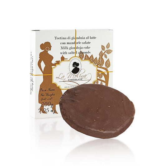 Choco Cake, mjölkchoklad Gianduja med saltade mandlar, Ø11,5 cm, 200 g
