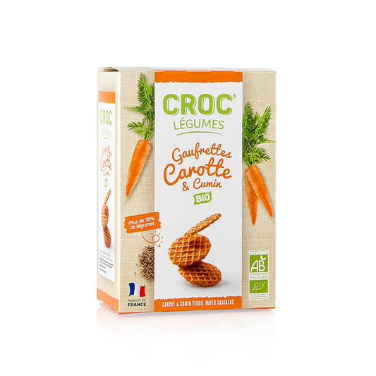 Barsnack Croc Légumes – franska mini-våfflor med morot & kummin, ekologisk, 40 g