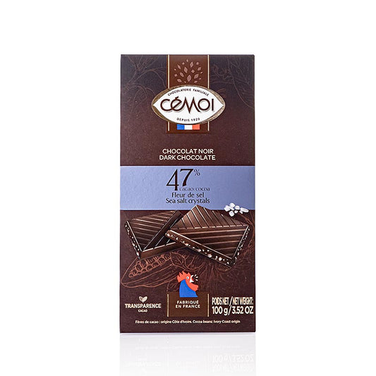 Chokladkaka mörk 47 % kakao, med Fleur de Sel, 100 g, Cémoi, 100 g