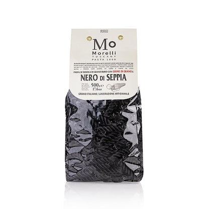 Morelli 1860 Fusilli, svart, med bläckfiskfärg, 500 g