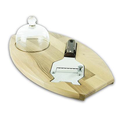 Presentpaket med tryffelhobel, cloche, glaslock på träbricka, inkl. tryffelhobel