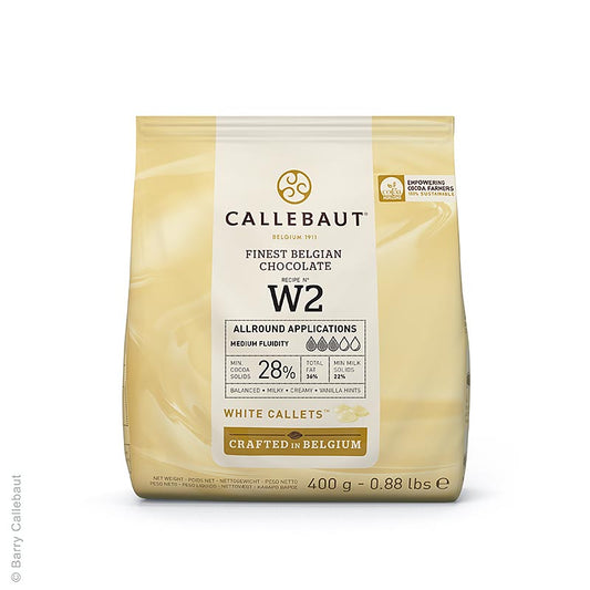 Vit choklad, callets, 28 % kakaosmör, 23 % mjölk, 400 g
