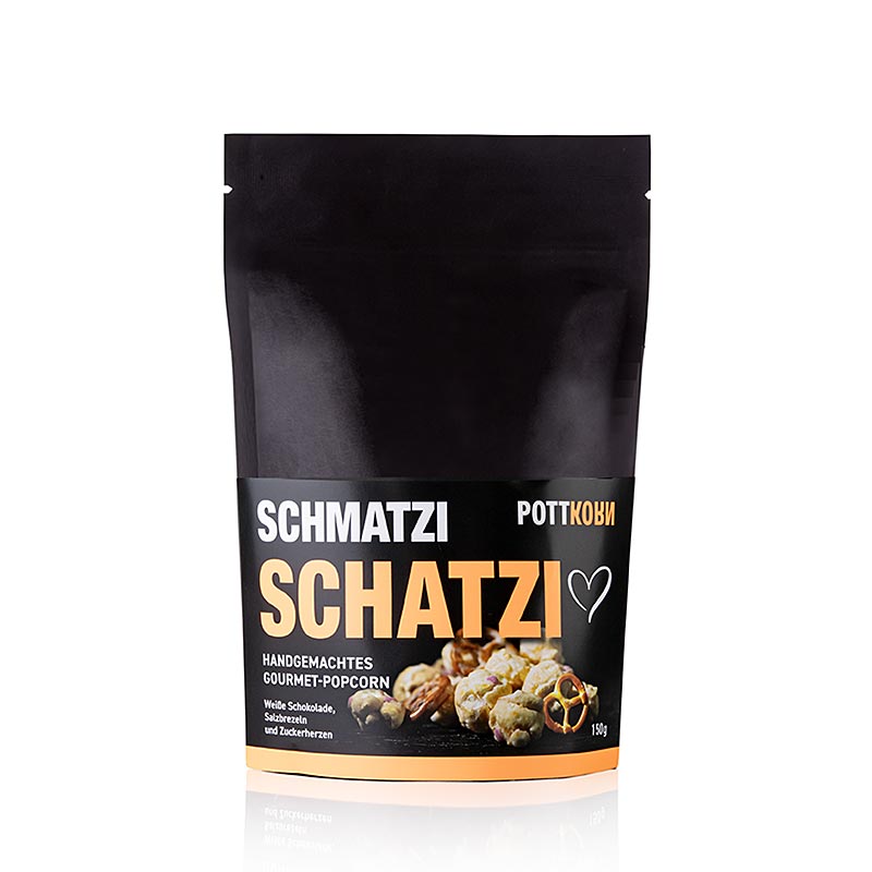 Pottkorn - Schmatzi Schatzi, popcorn med vit choklad och pretzel, 150 g