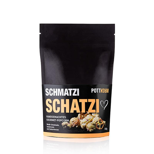 Pottkorn - Schmatzi Schatzi, popcorn med vit choklad och pretzel, 150 g