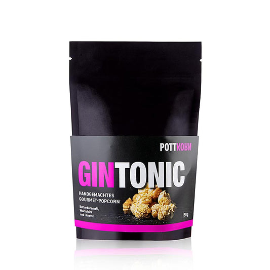 Pottkorn – GinTonic, popcorn med smörkaramell, enbär och lime, 150 g